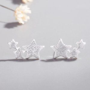 925 Sterling Silver Dainty Star Stud Earrings